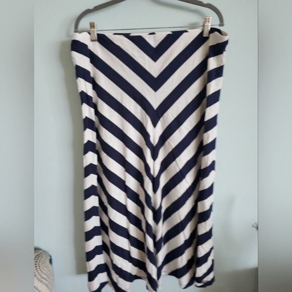 100% COTTON Striped A-line Skirt XL - Picture 3 of 4